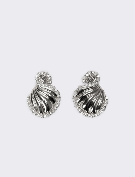 Orecchini donna drappeggio e perle - Argento