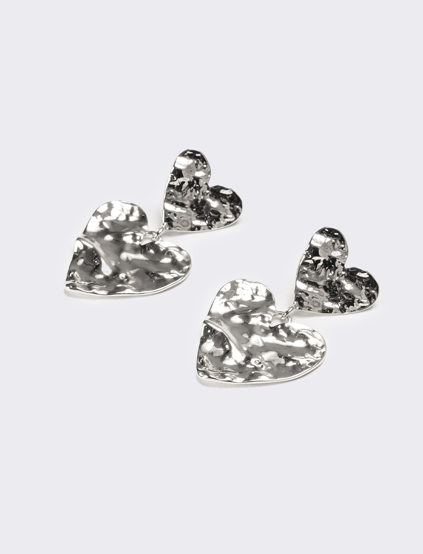 Orecchini donna doppio cuore martellato - Argento
