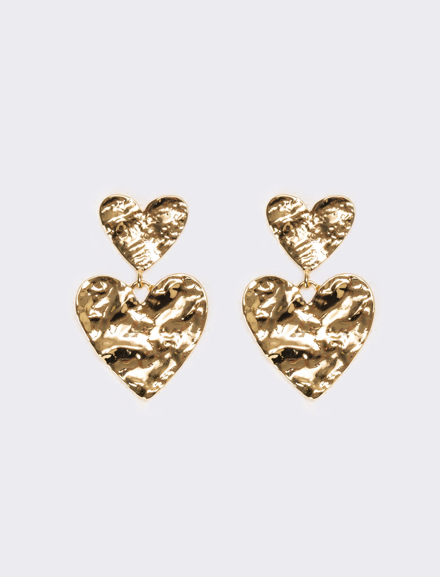 Orecchini donna doppio cuore martellato - Oro