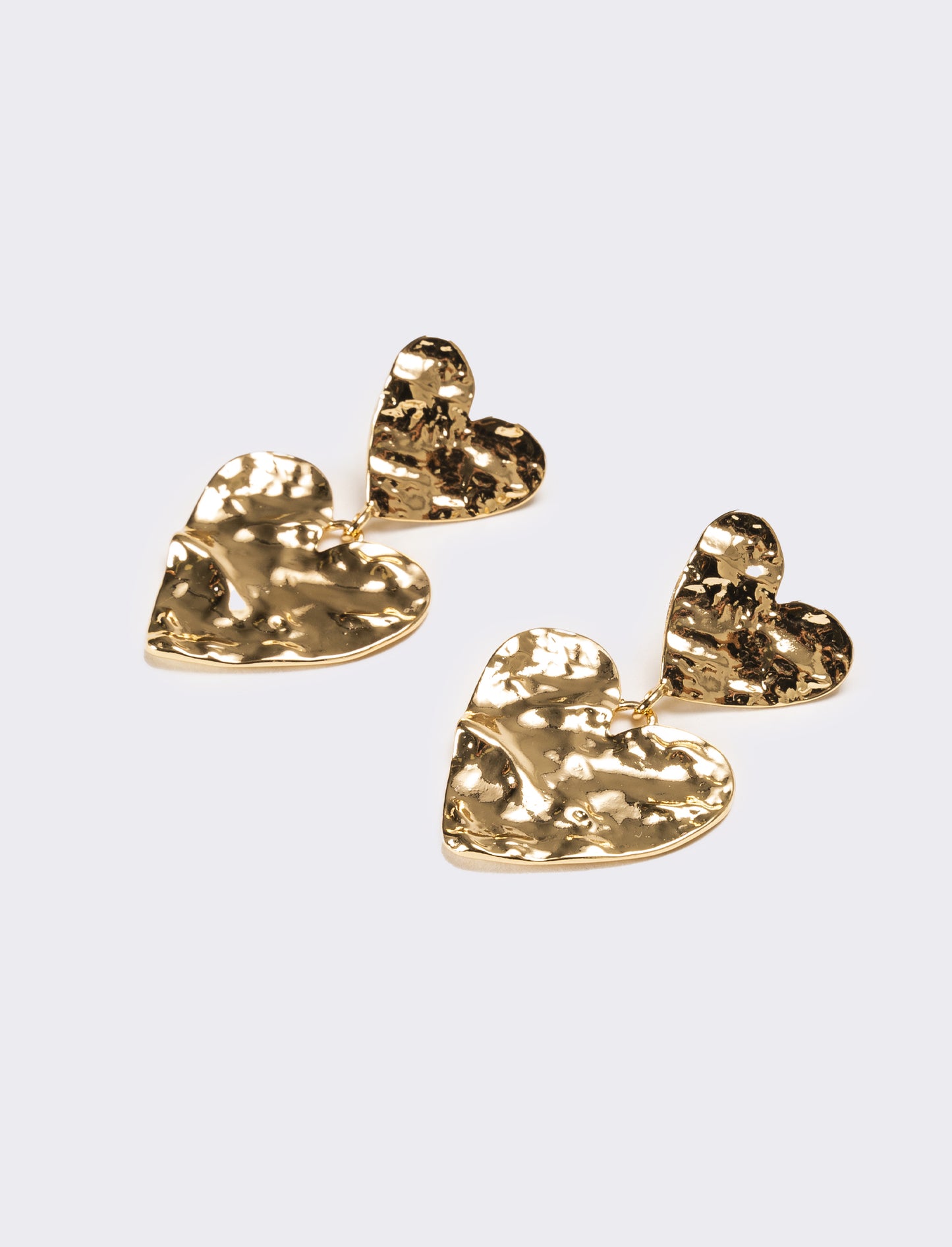 Orecchini donna doppio cuore martellato - Oro