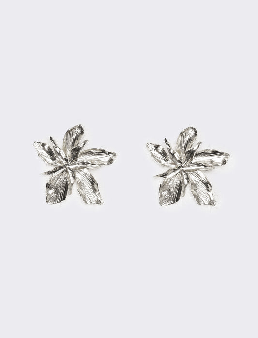 Orecchini donna fiore con striatura - Argento