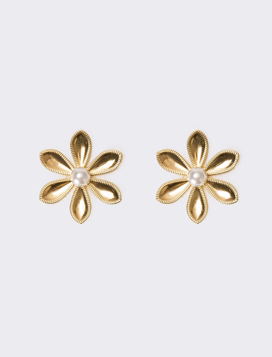 Orecchini donna margherita con perla - Oro