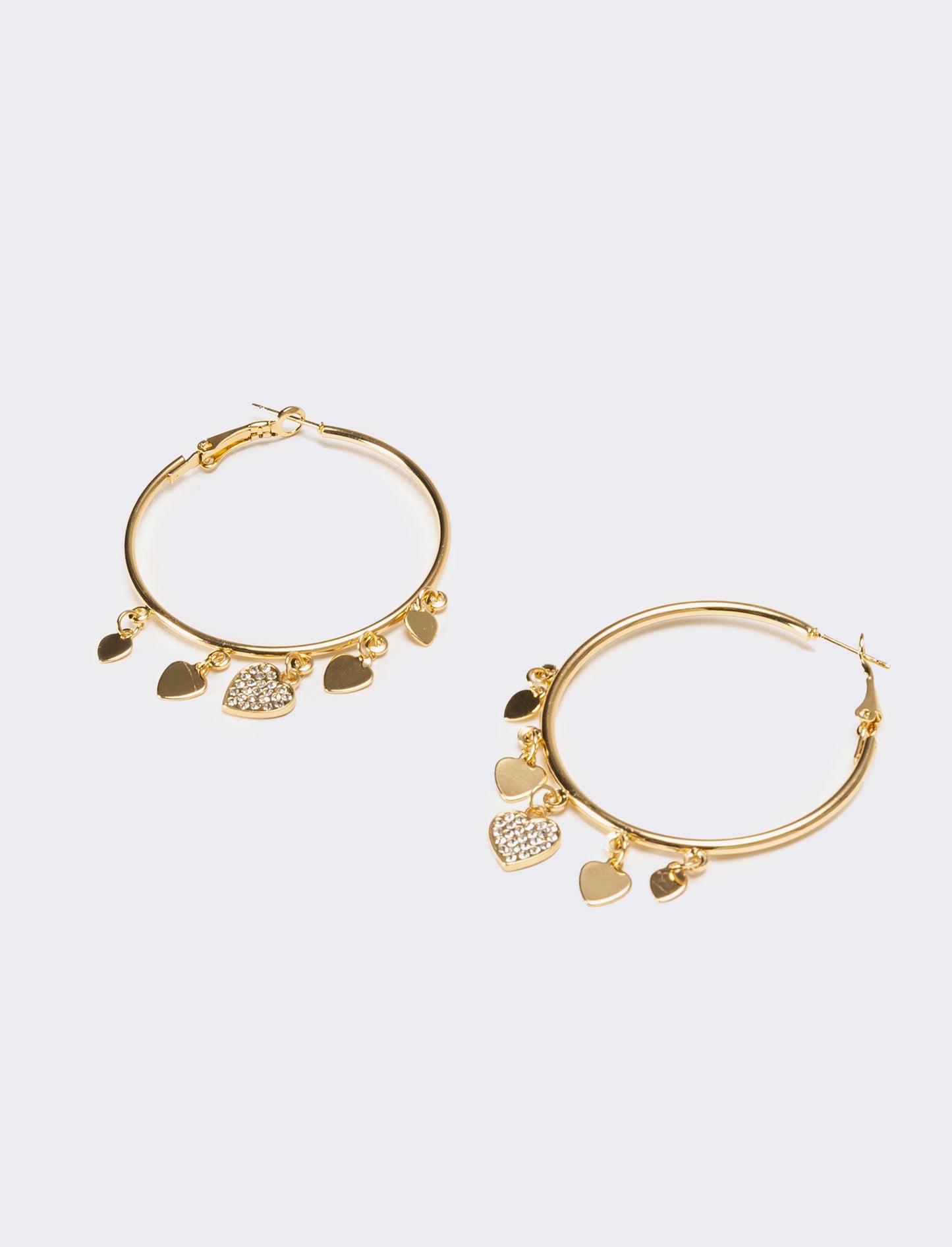 Orecchini donna cerchi con cuori strass - Oro