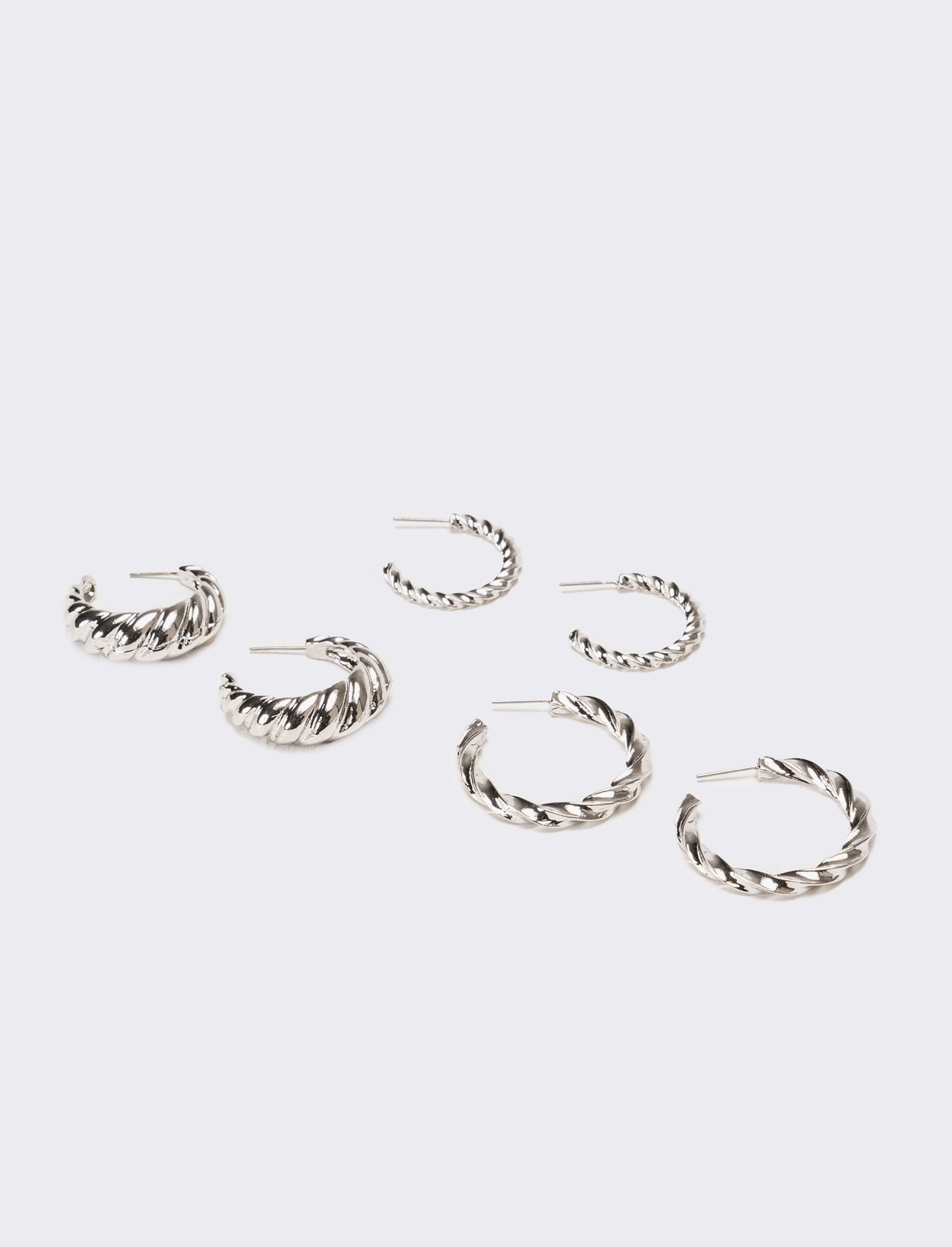 Orecchini donna torciglioni 3 paia - Argento