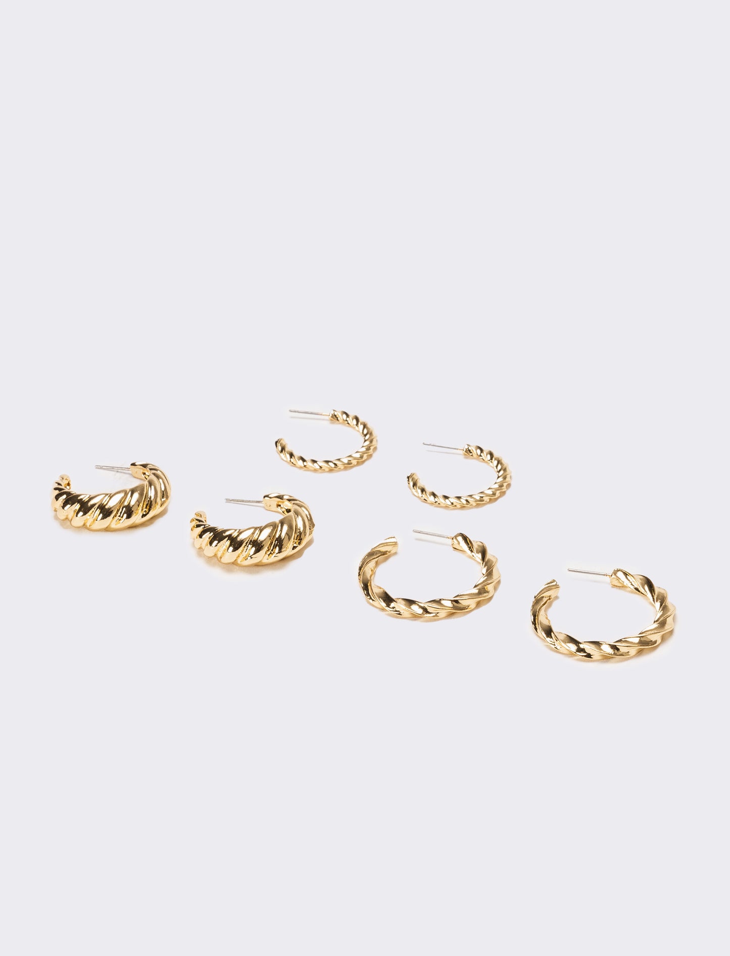 Orecchini donna torciglioni 3 paia - Oro