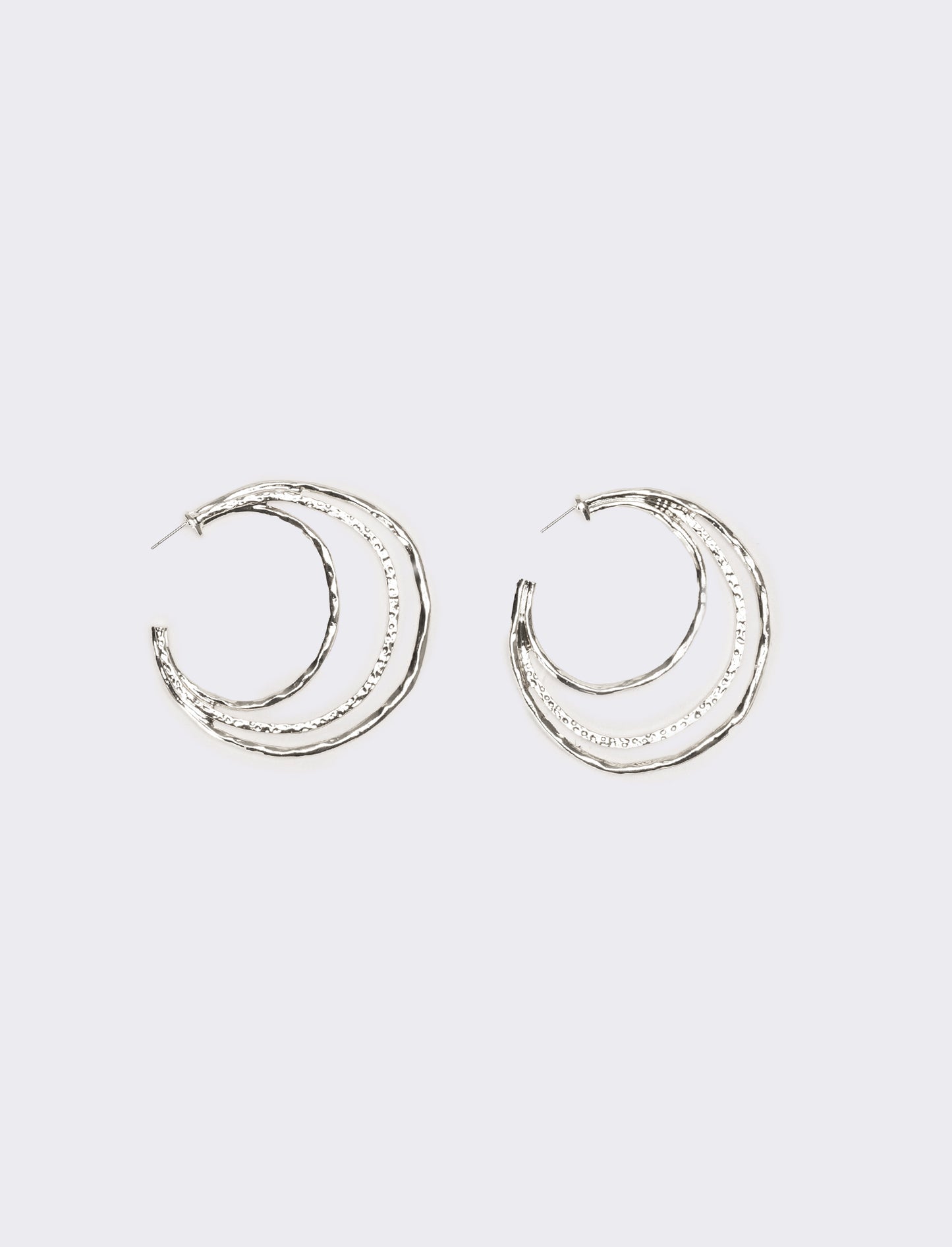 Orecchini donna a 3 livelli martellati - Argento