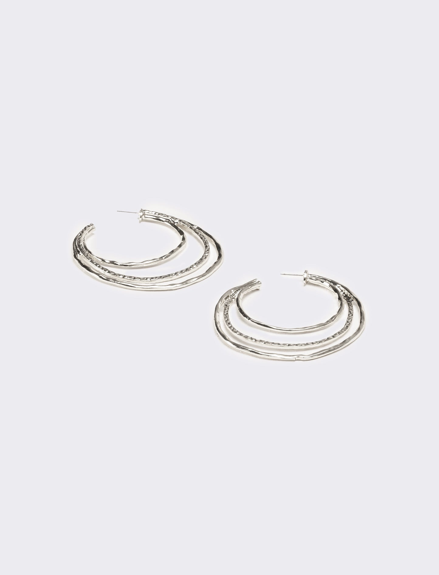 Orecchini donna a 3 livelli martellati - Argento