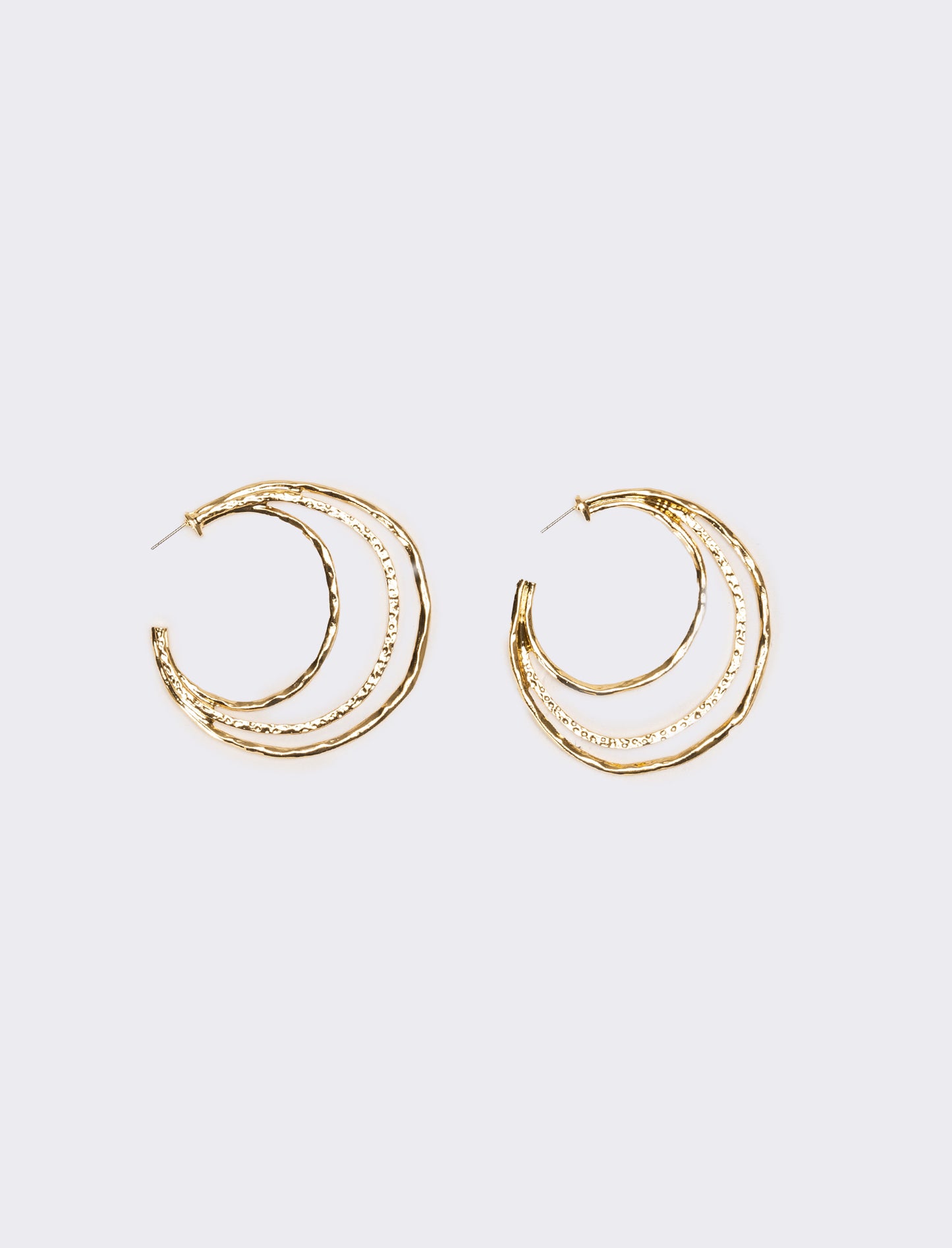 Orecchini donna a 3 livelli martellati - Oro