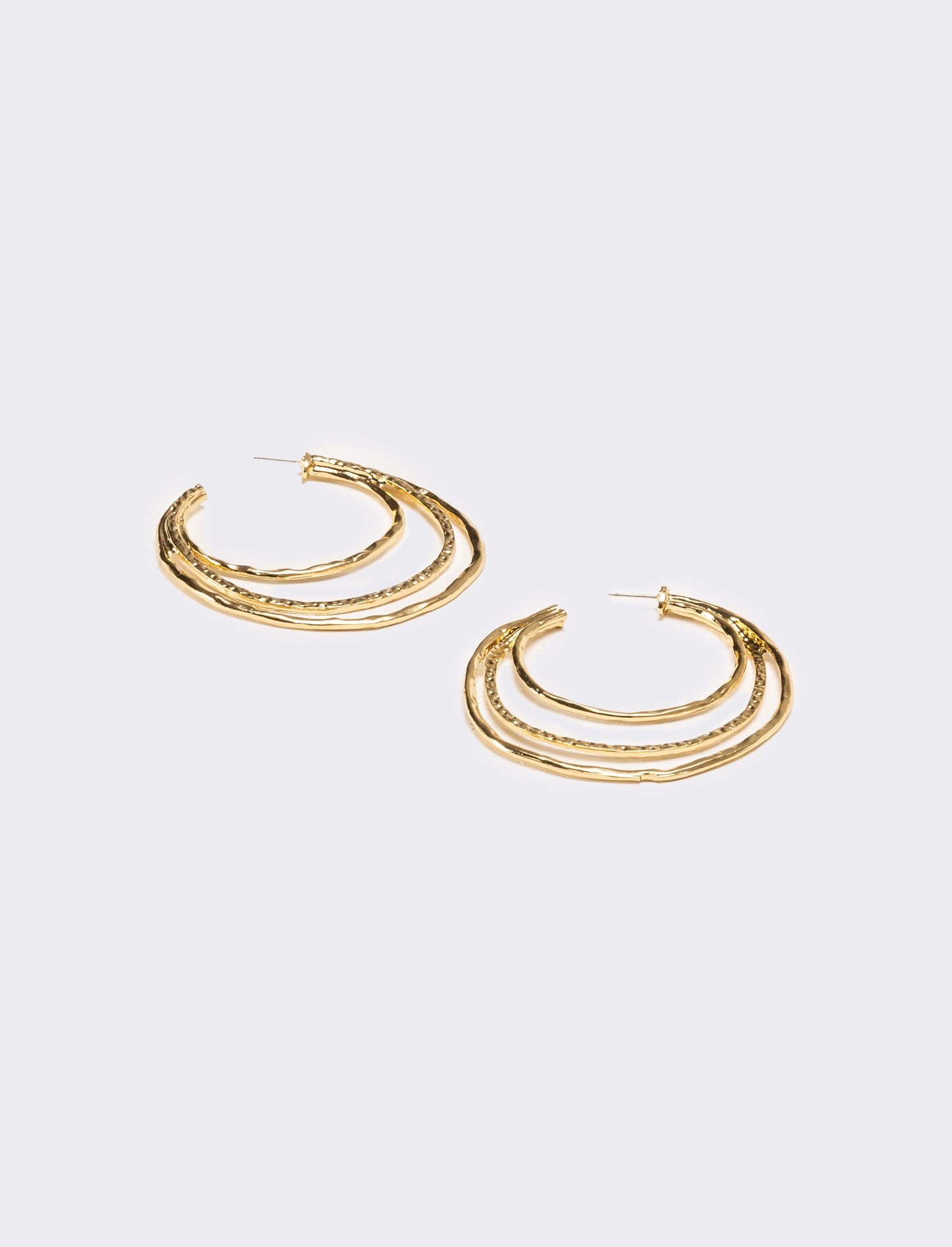 Orecchini donna a 3 livelli martellati - Oro