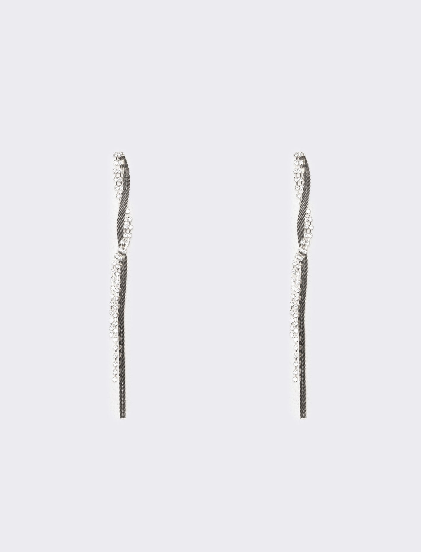Orecchini donna fili lunghi strass - Argento