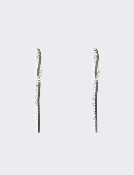 Orecchini donna fili lunghi strass - Argento