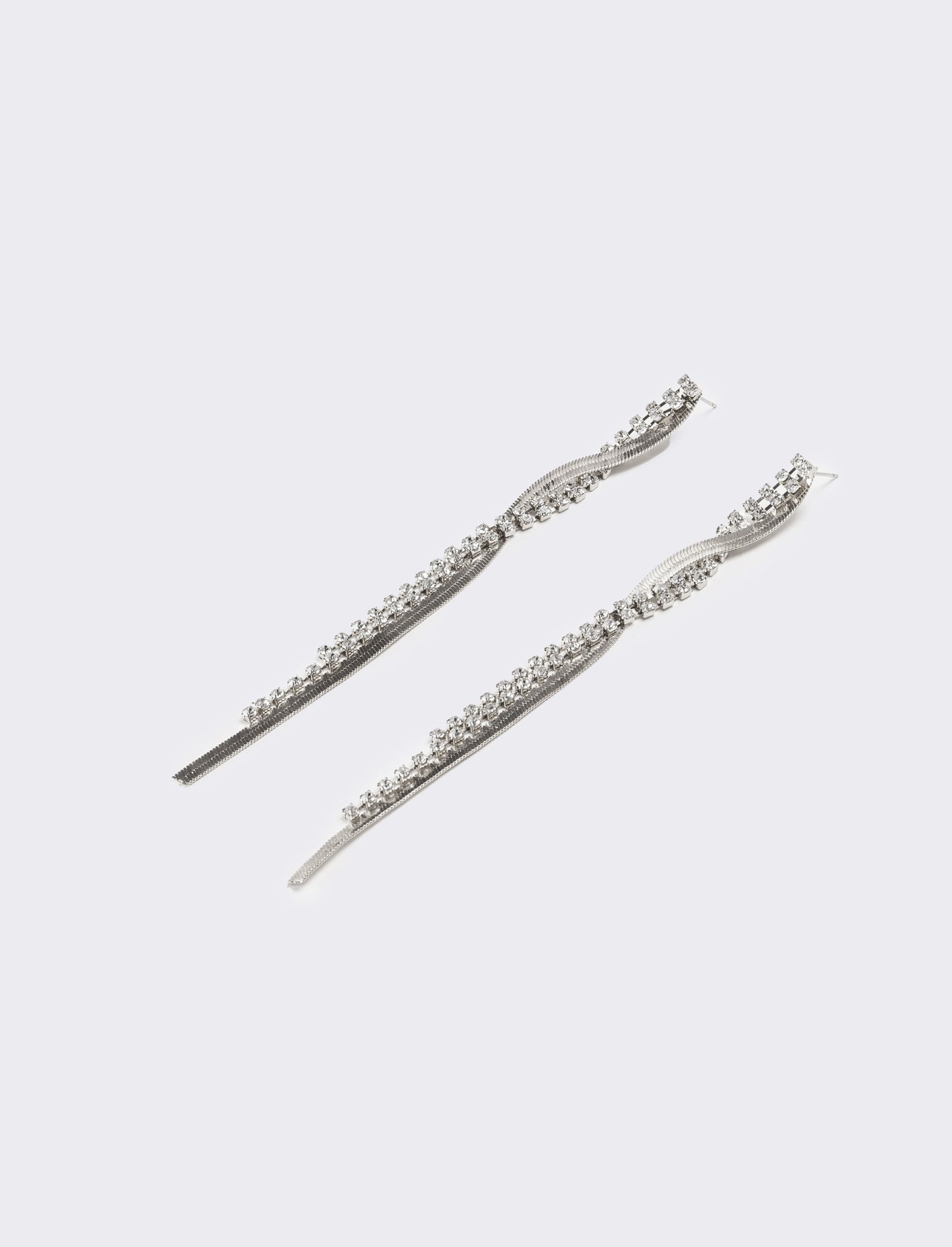 Orecchini donna fili lunghi strass - Argento