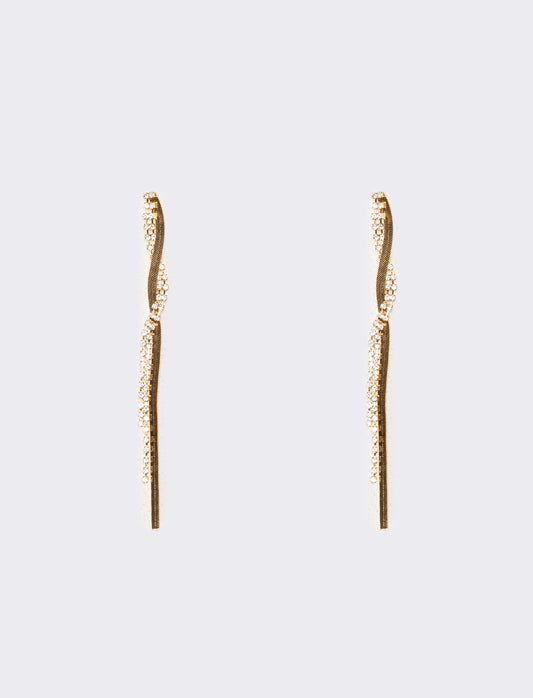 Orecchini donna fili lunghi strass - Oro