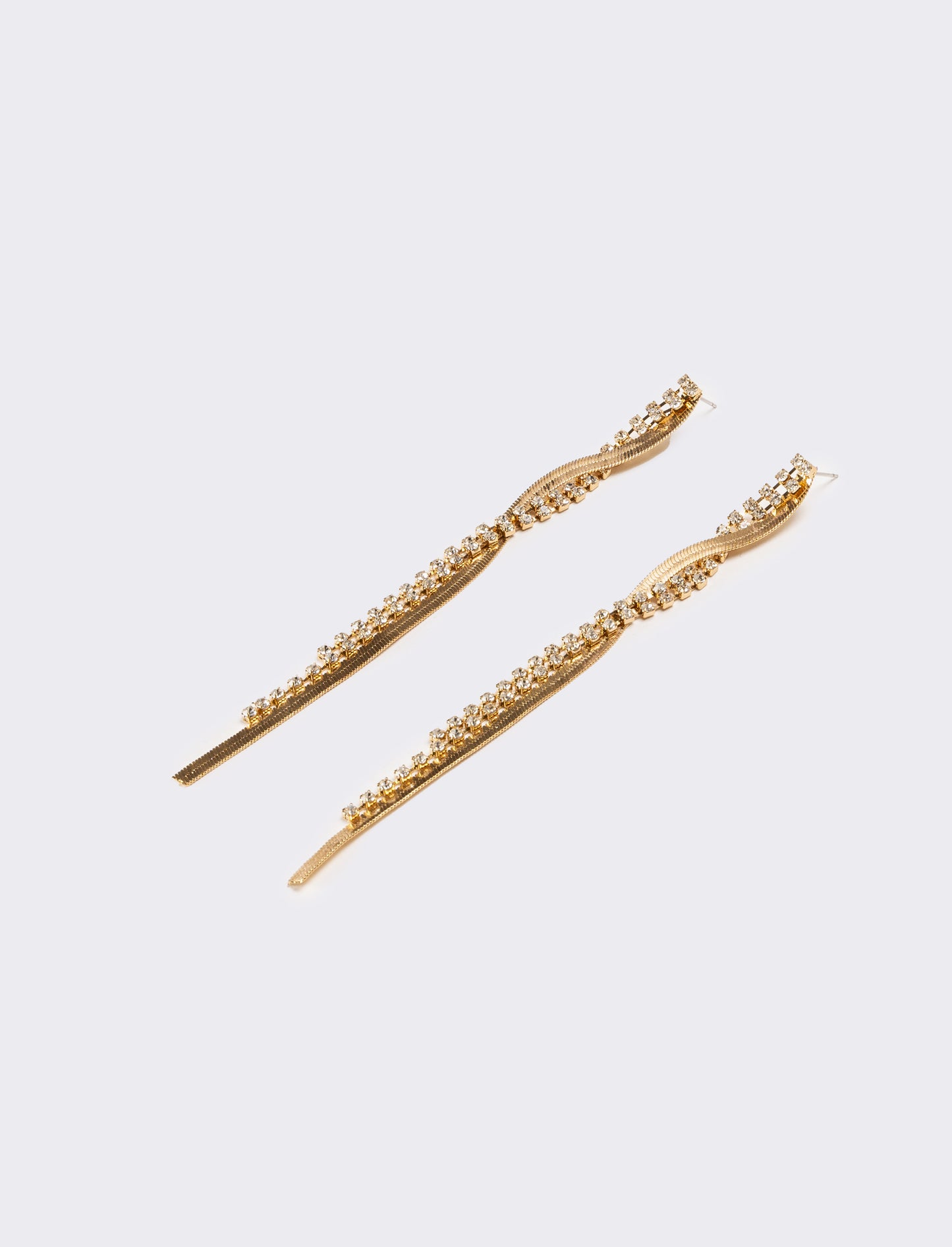 Orecchini donna fili lunghi strass - Oro
