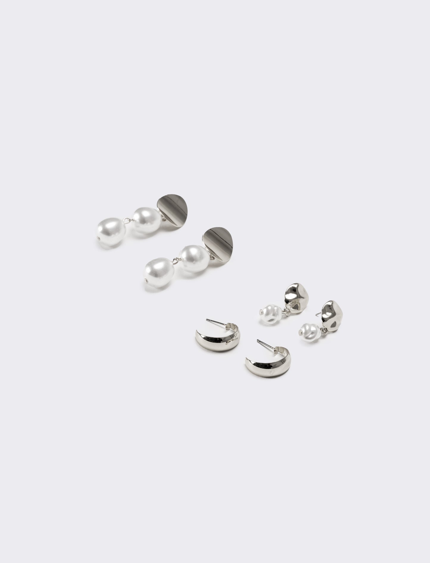 Orecchini donna card 3 paia perla - Argento