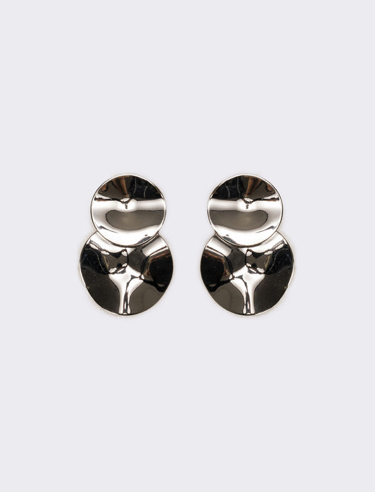 Orecchini donna doppio disco martellato - Argento
