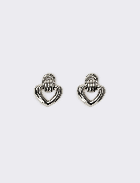 Orecchini donna con clip cuori - Argento