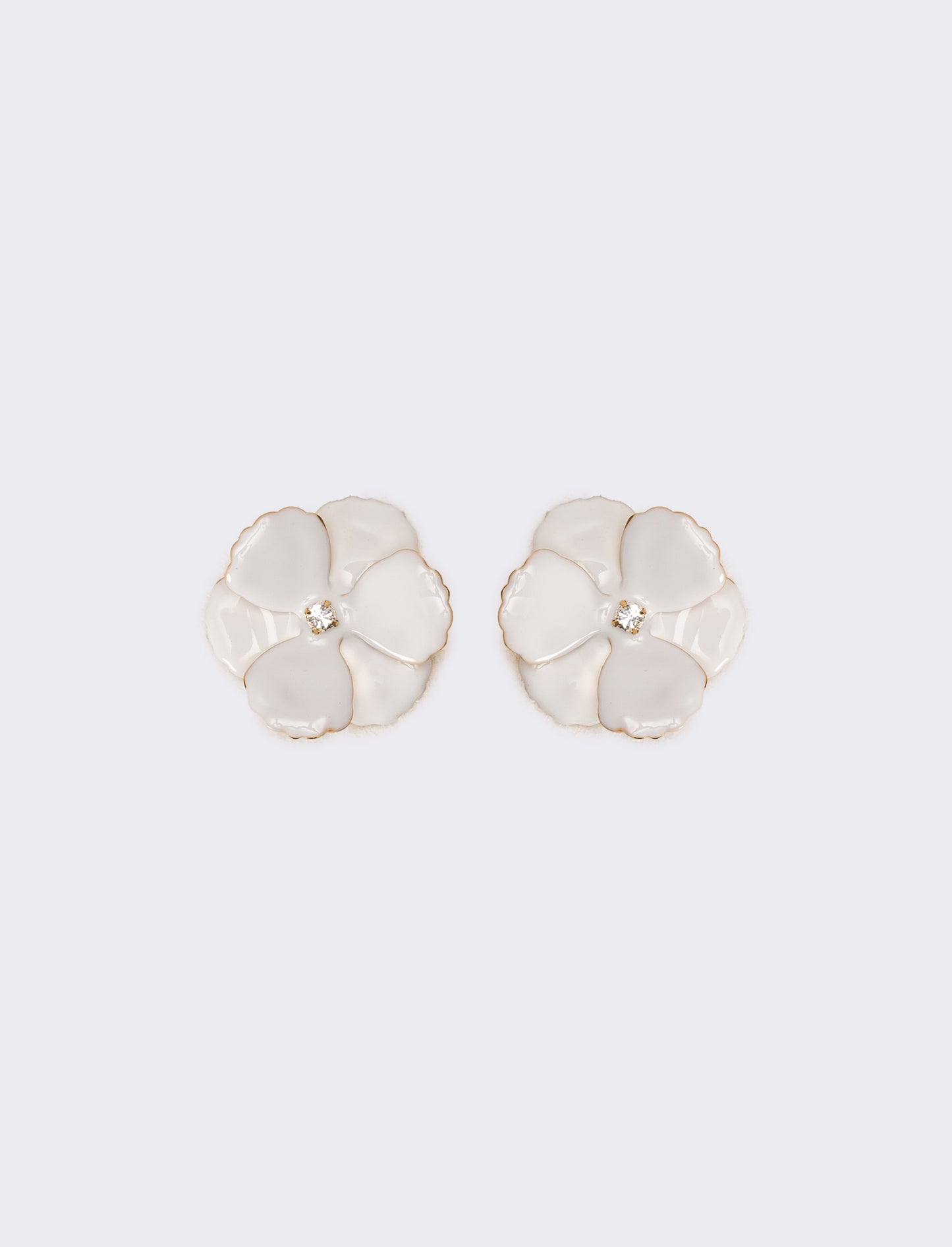Orecchini donna fiore con strass - Bianco
