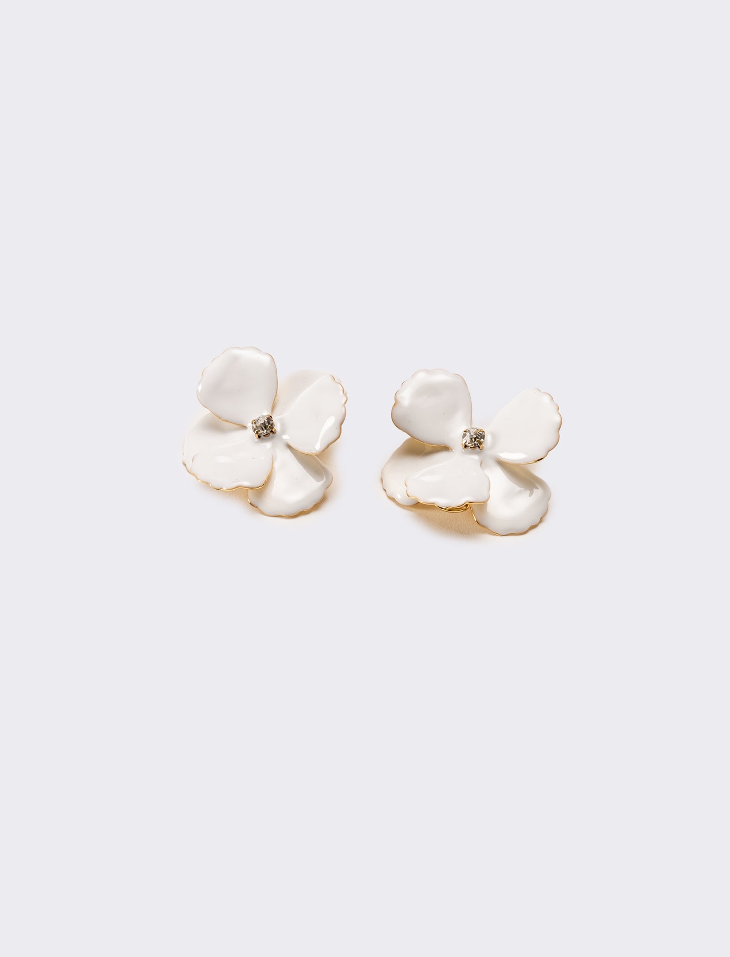 Orecchini donna fiore con strass - Bianco