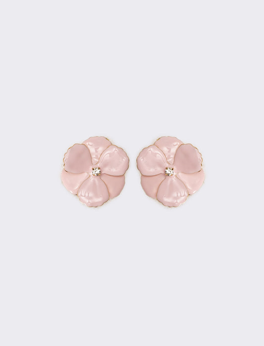 Orecchini donna fiore con strass - Rosa