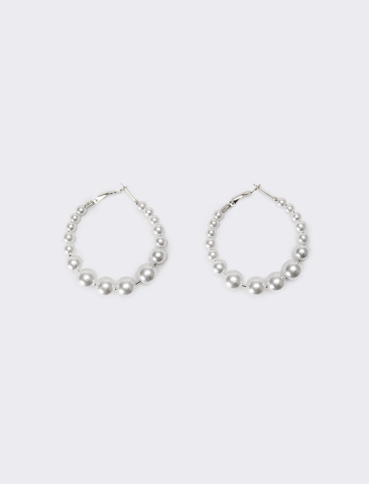 Orecchini donna cerchi con perle gradiens - Argento