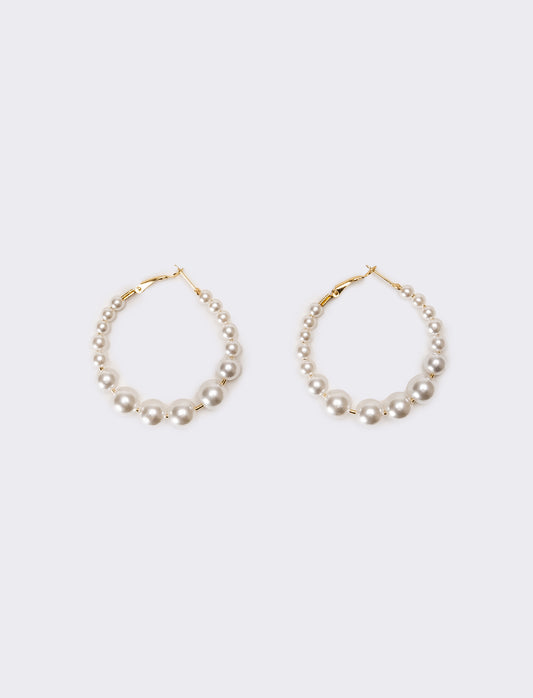 Orecchini donna cerchi con perle gradiens - Oro