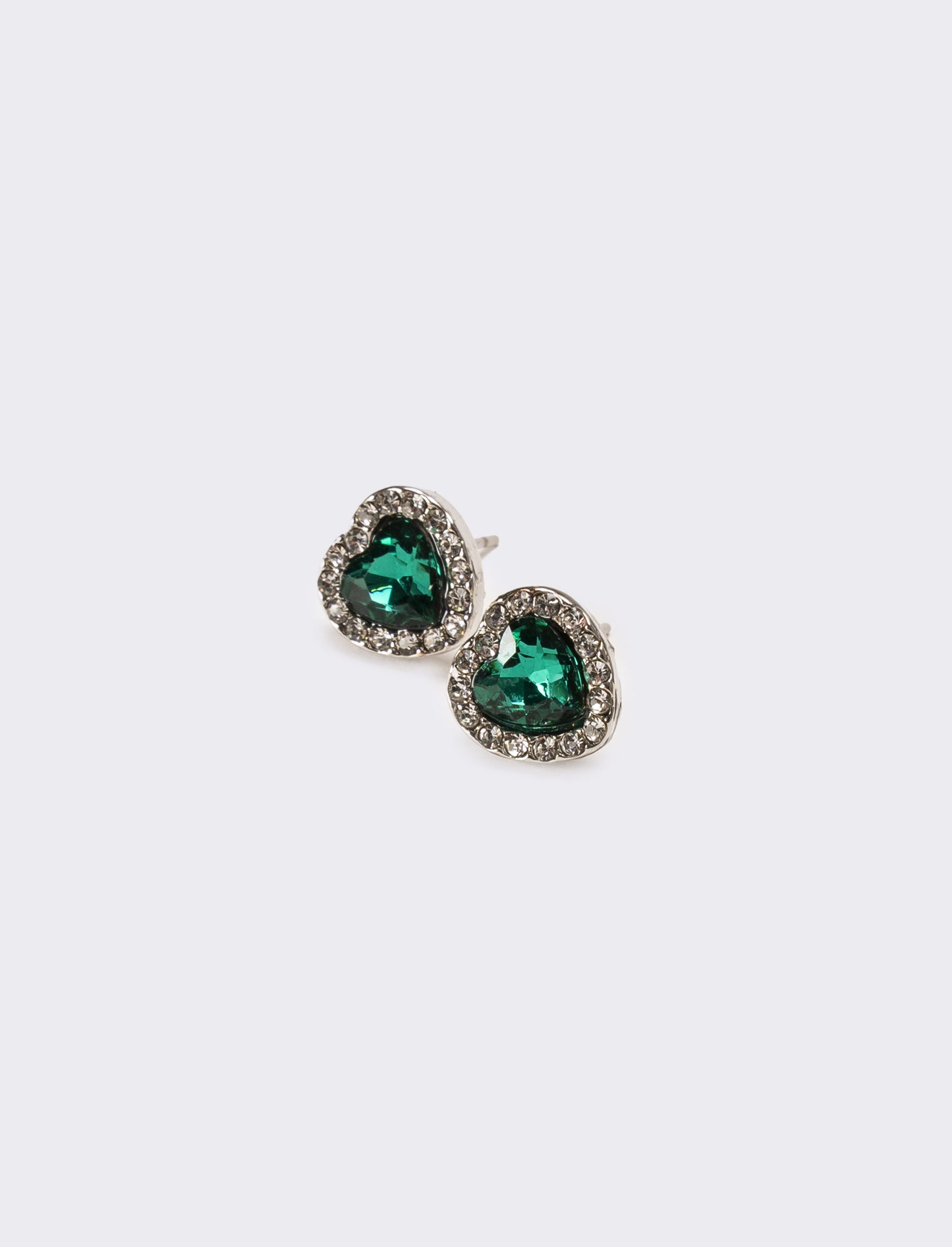 Orecchini donna strass a cuoricino - Verde