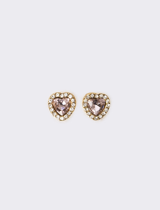 Orecchini donna strass a cuoricino - Rosa