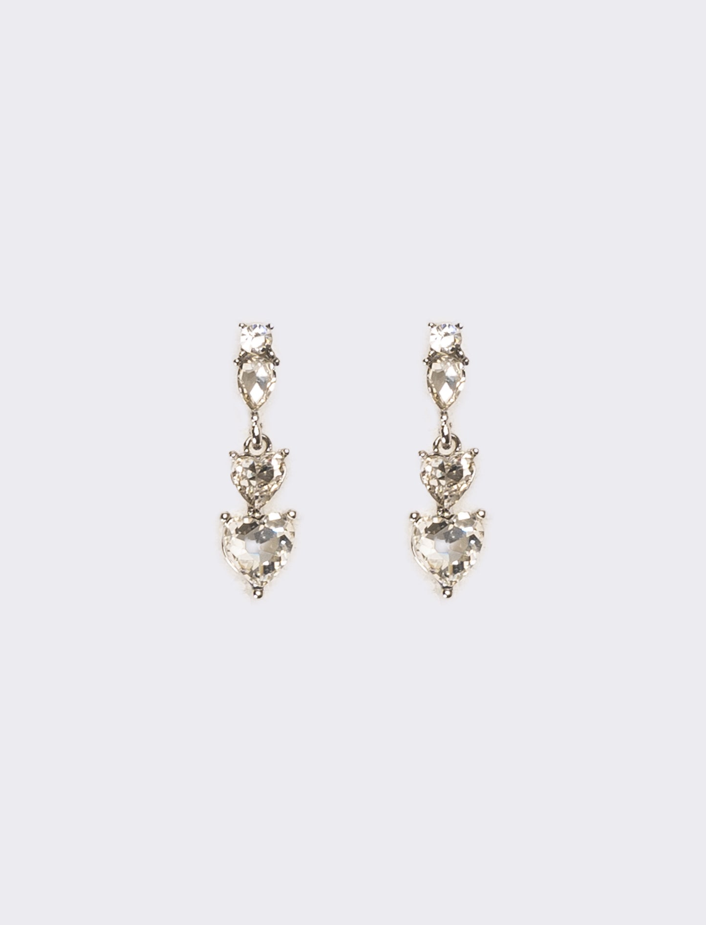 Orecchini donna 3 cuori strass - Trasparente