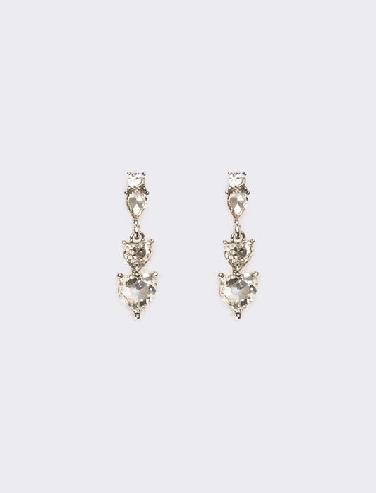 Orecchini donna 3 cuori strass - Trasparente