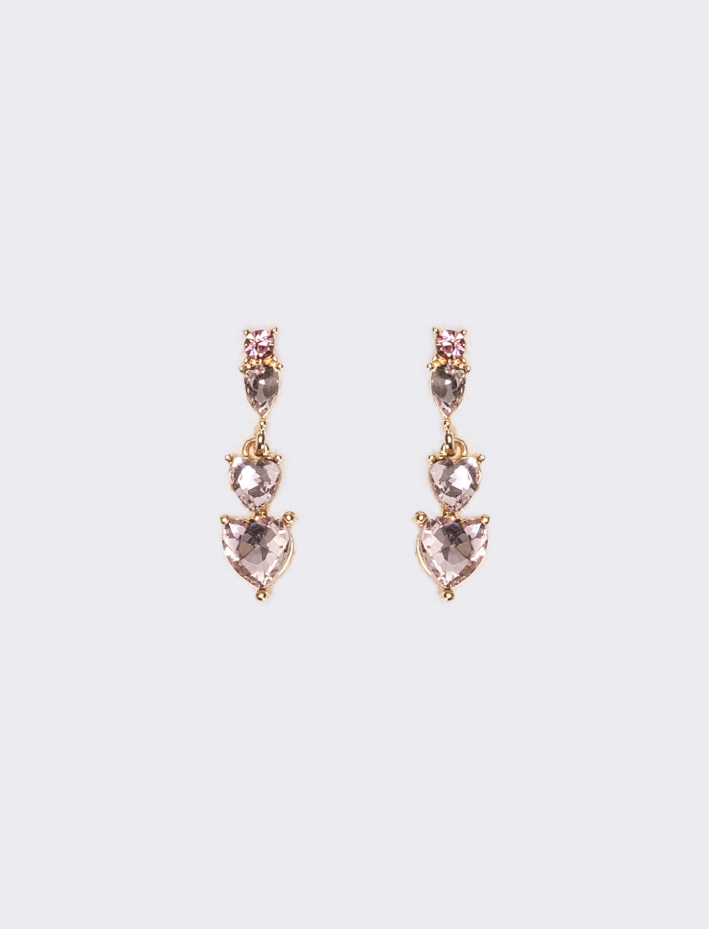 Orecchini donna 3 cuori strass - Rosa