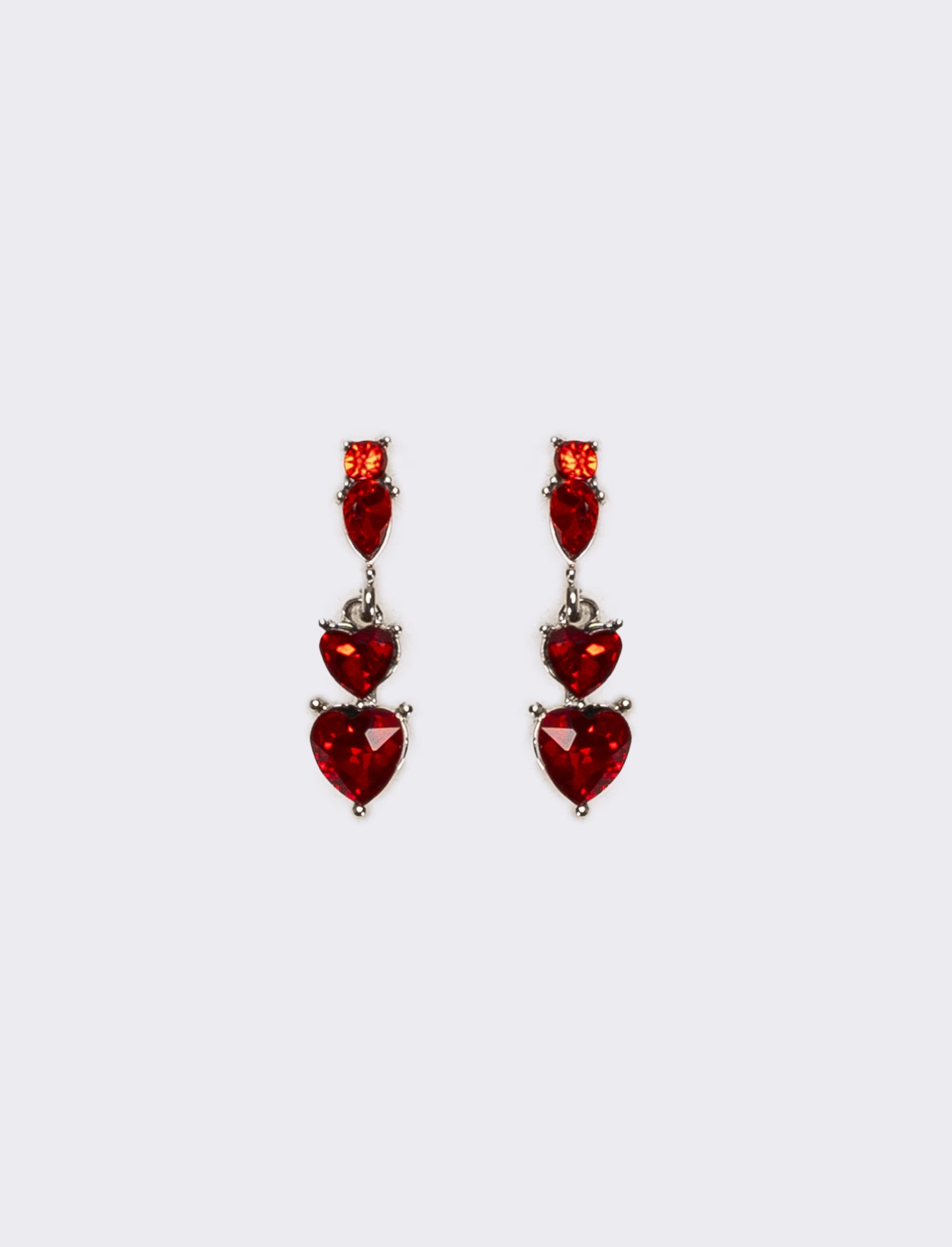Orecchini donna 3 cuori strass - Rosso