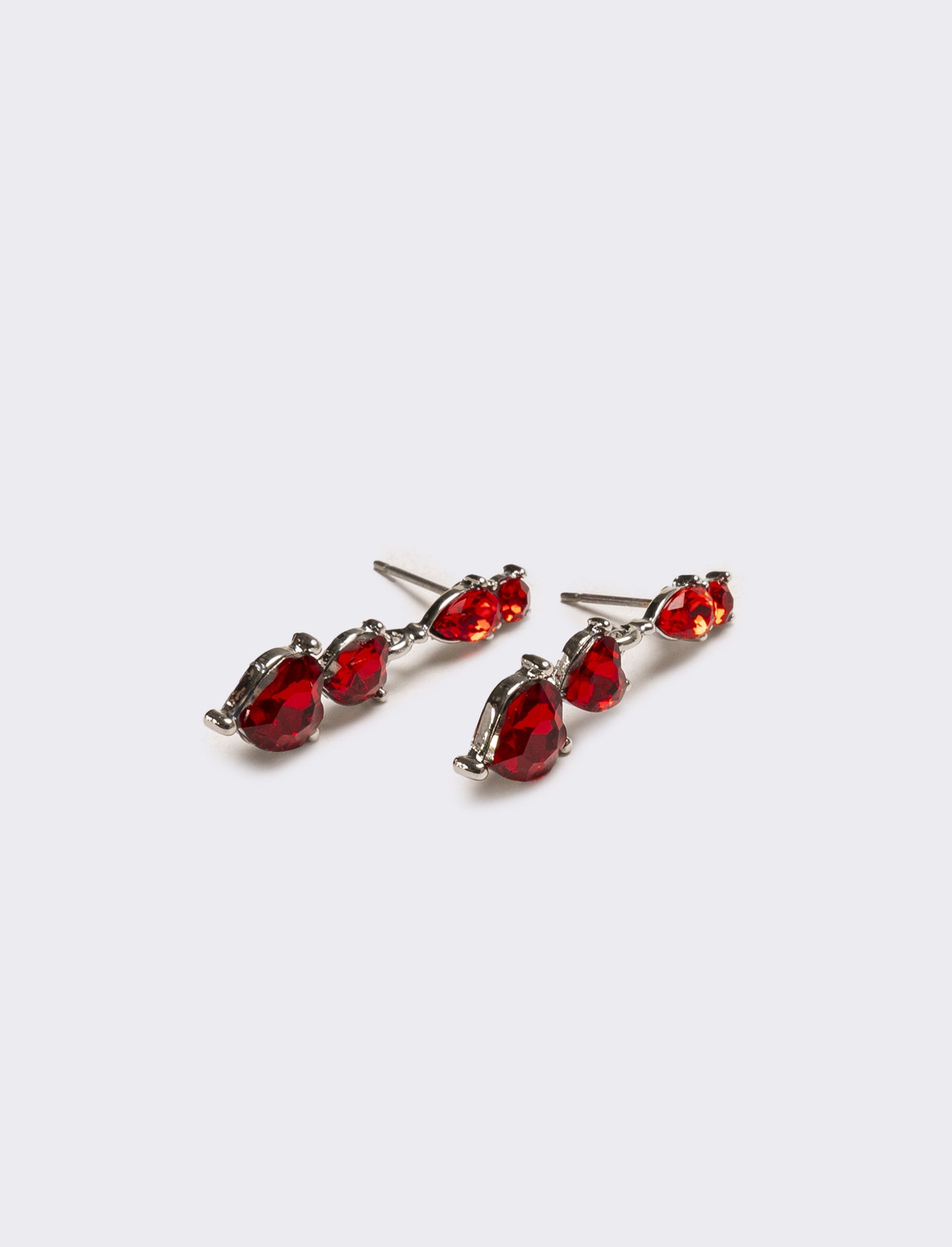Orecchini donna 3 cuori strass - Rosso