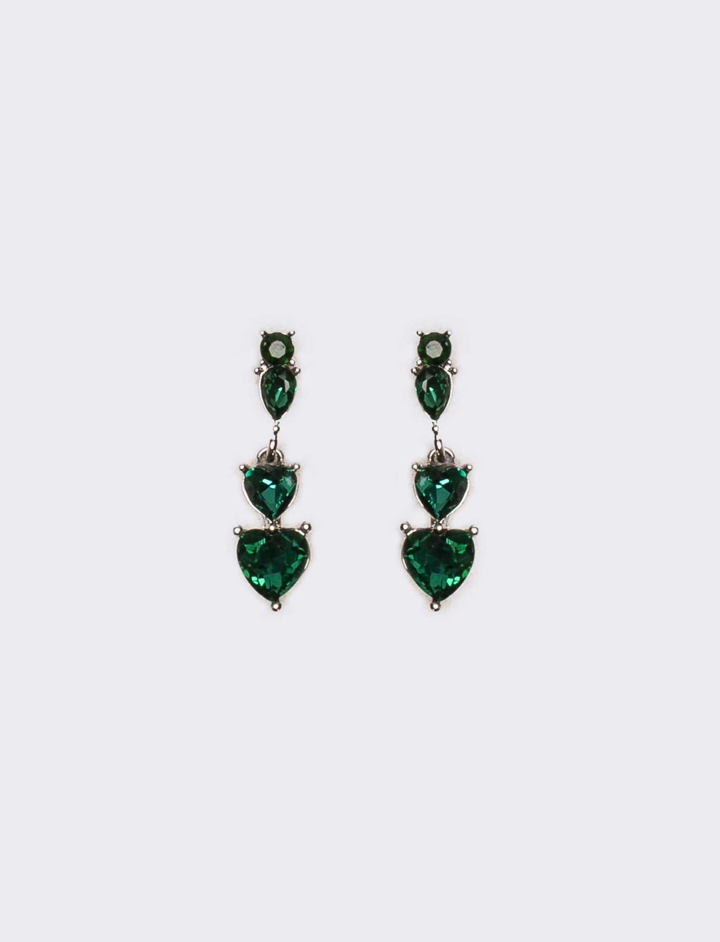Orecchini donna 3 cuori strass - Verde