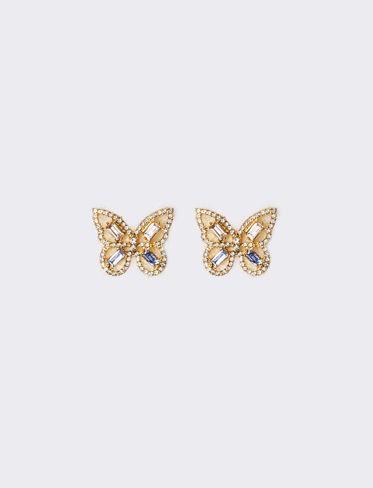 Orecchini donna farfalla con strass - Oro