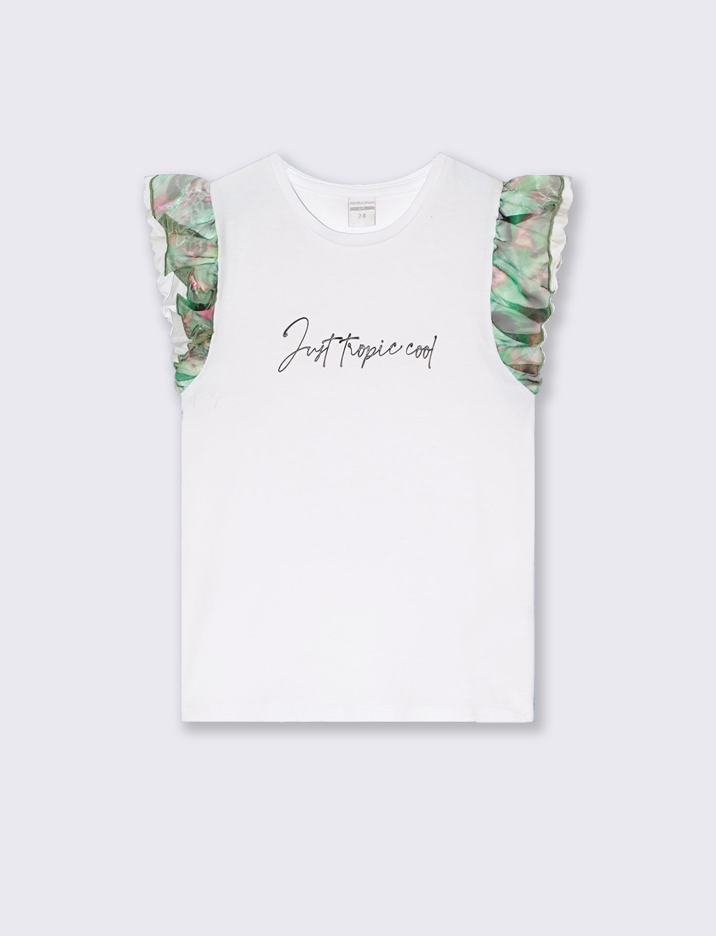 T-shirt maniche a contrasto da bambina - Bianco