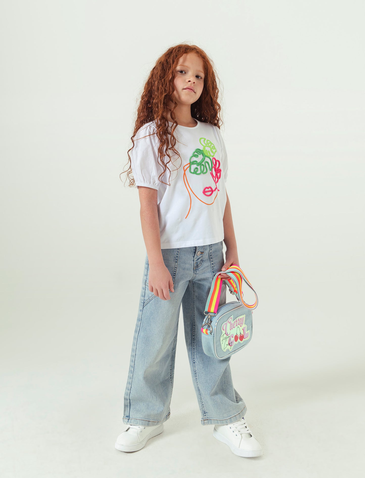 T-shirt maniche a palloncino da bambina - Bianco