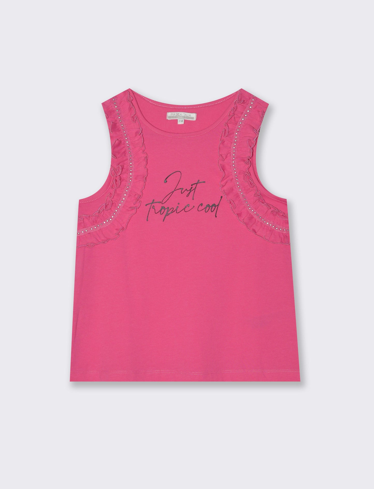 Canotta con rouches da bambina - Fuxia