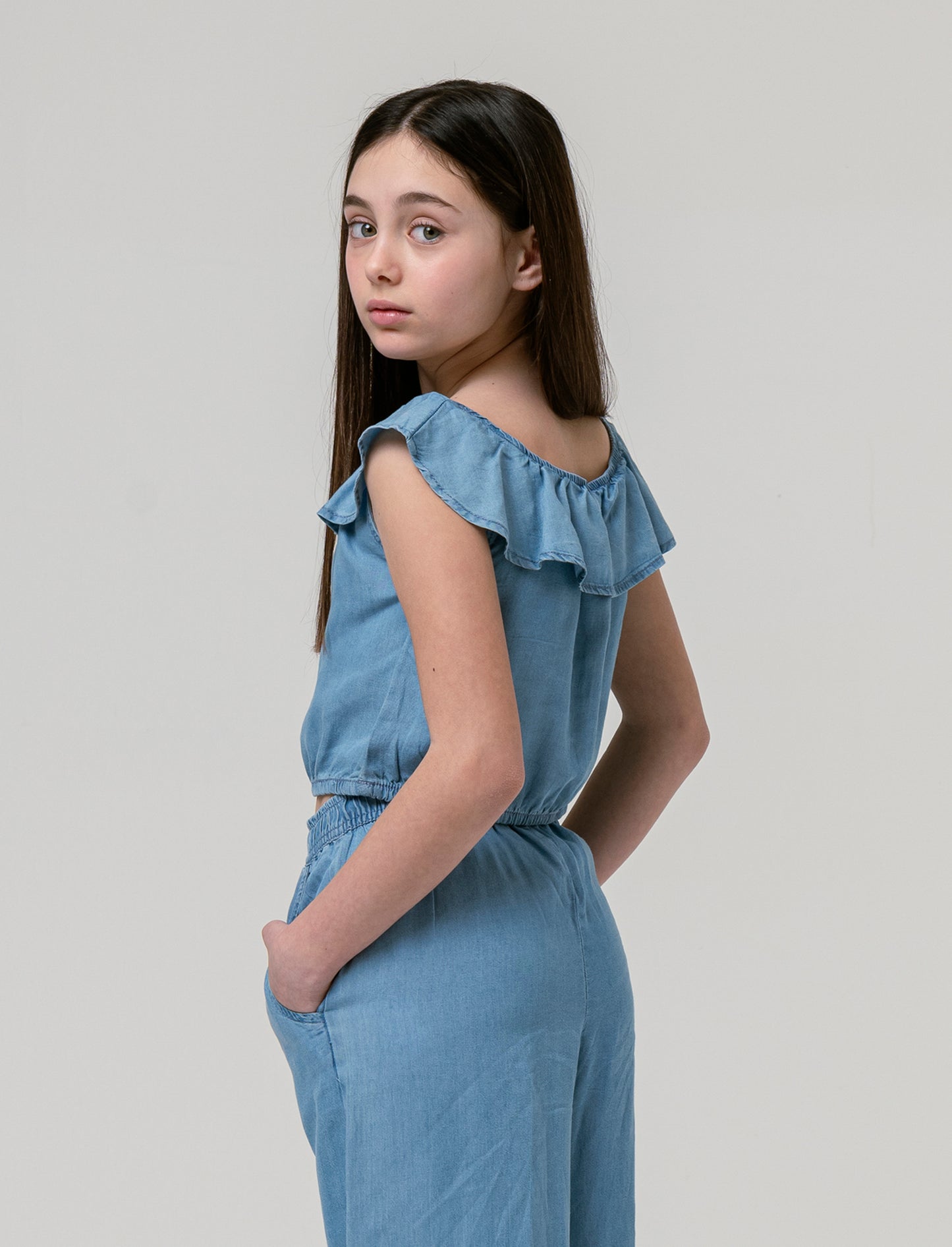 Top in chambry da bambina - Denim