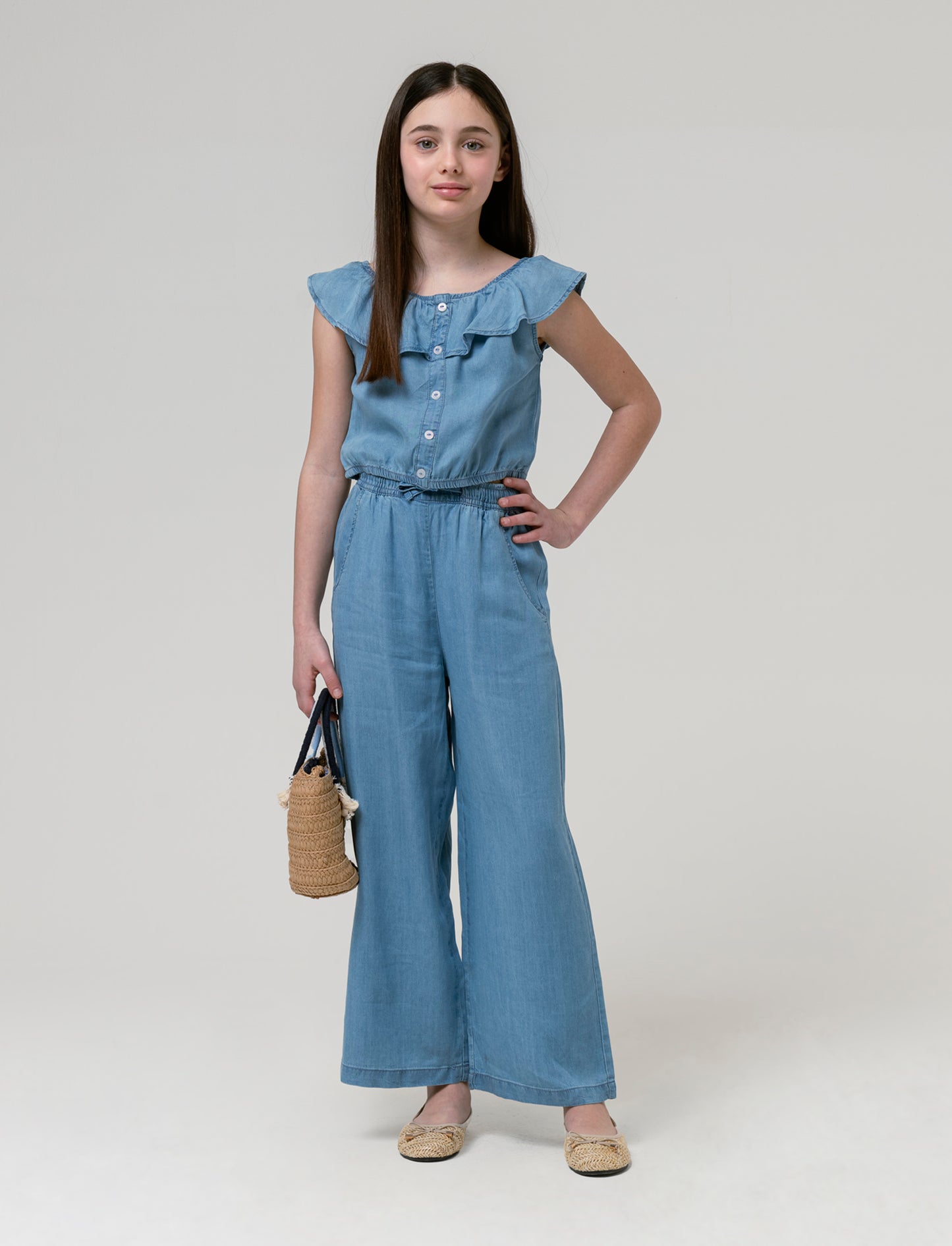 Top in chambry da bambina - Denim