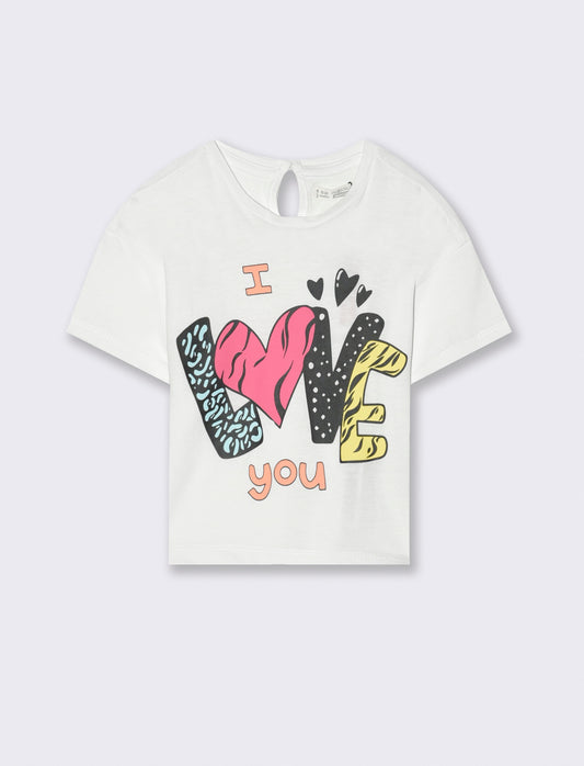 Maglia mezza manica con stampa da neonata - Bianco