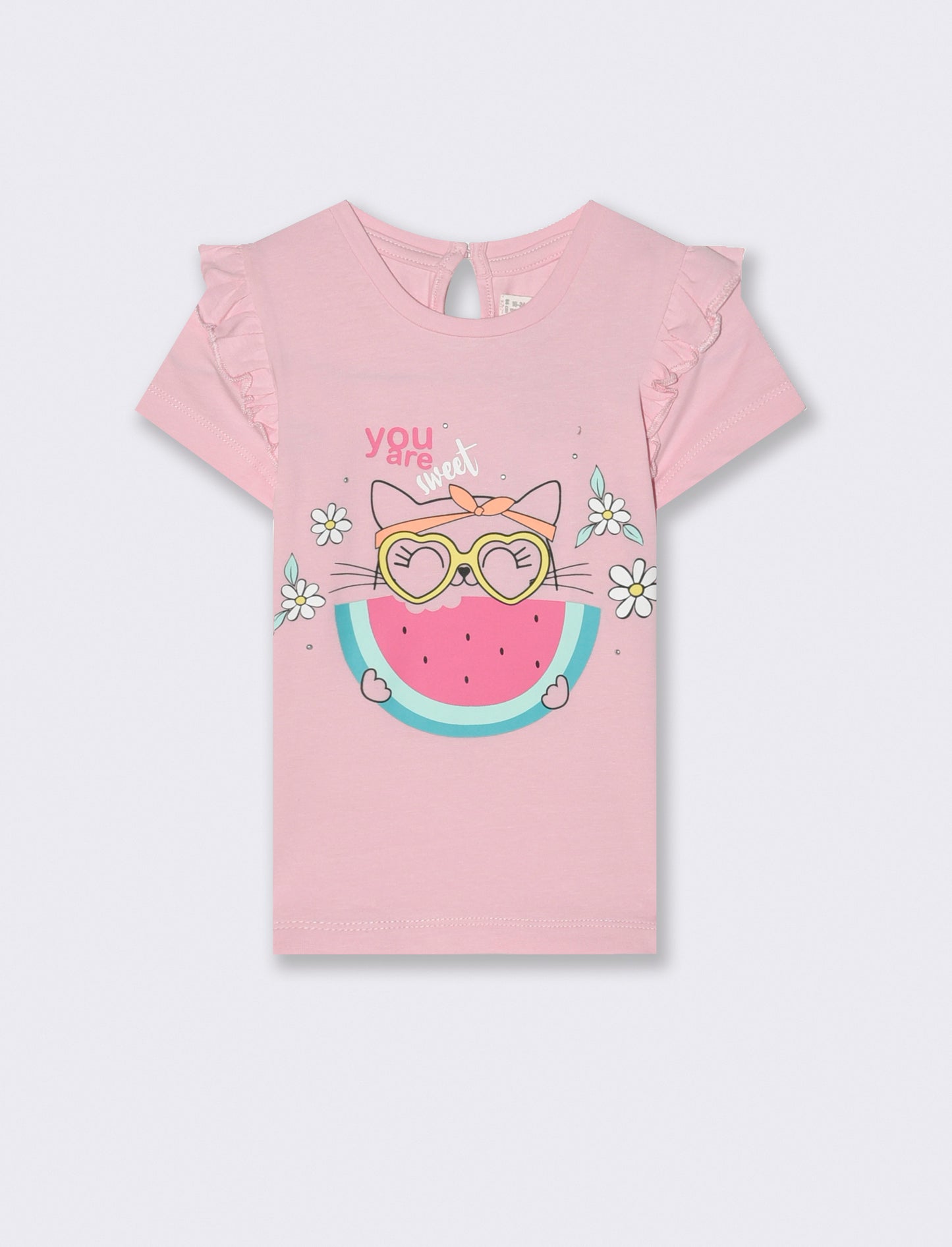 T-shirt con rouches alle spalle da neonata - Rosa