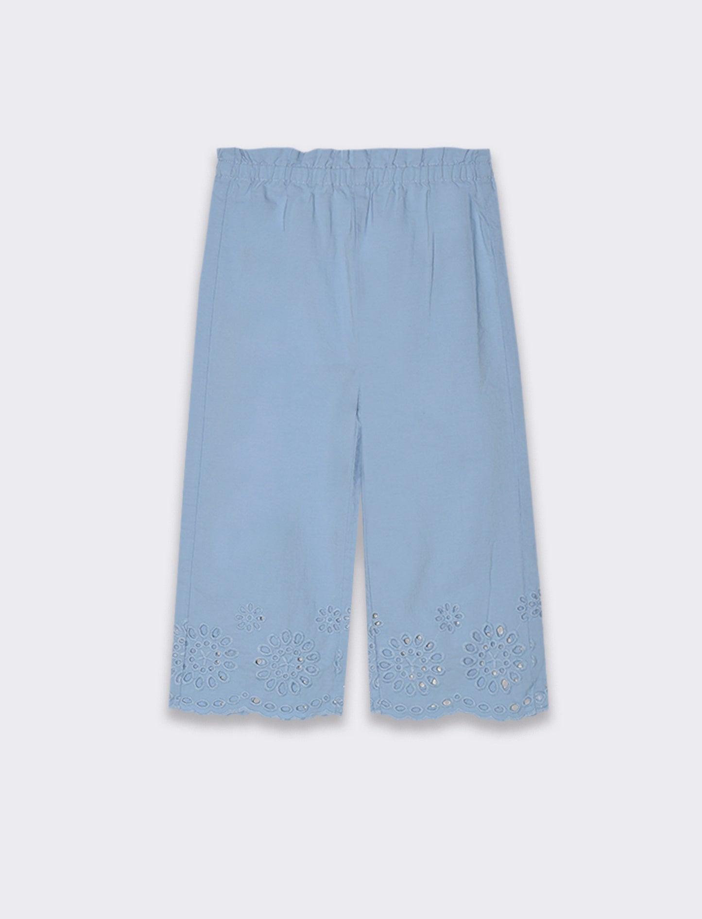 Pantaloni ricamati da neonata - Azzurro