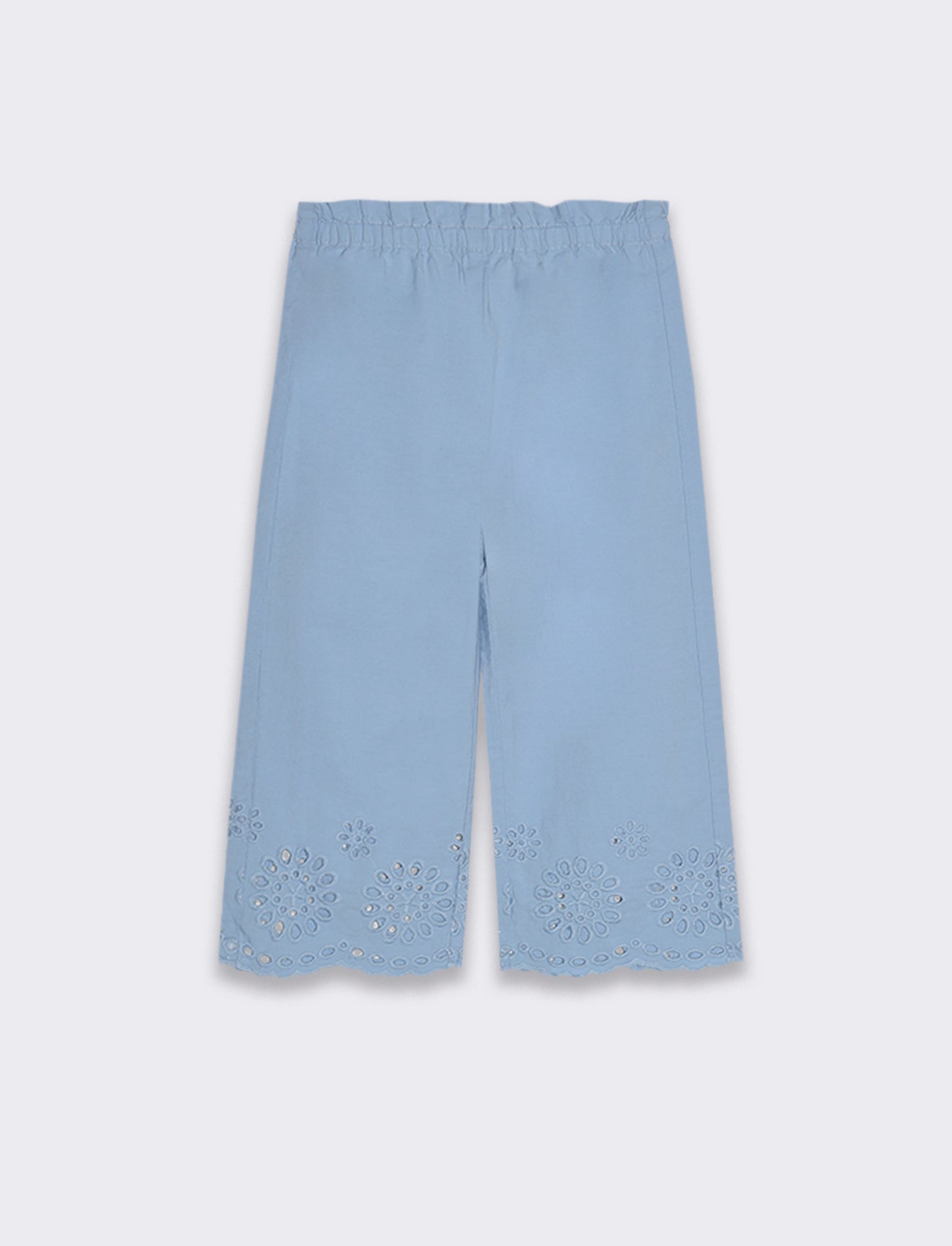 Pantaloni ricamati da neonata - Azzurro