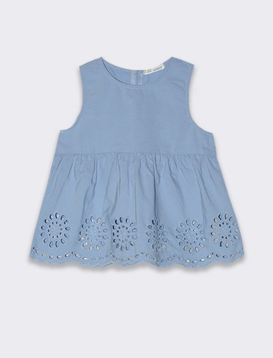 Top con ricami da neonata - Azzurro