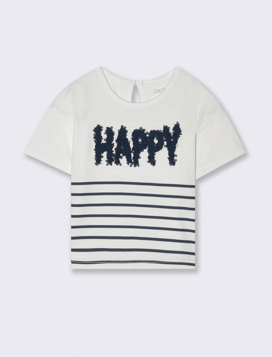 T-shirt con stampa e applicazioni da neonata - Bianco