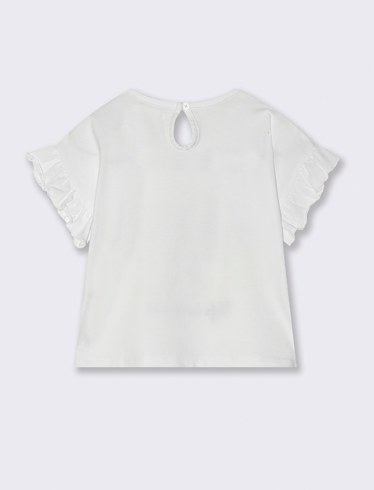 T-shirt con rouches alle maniche da neonata - Bianco