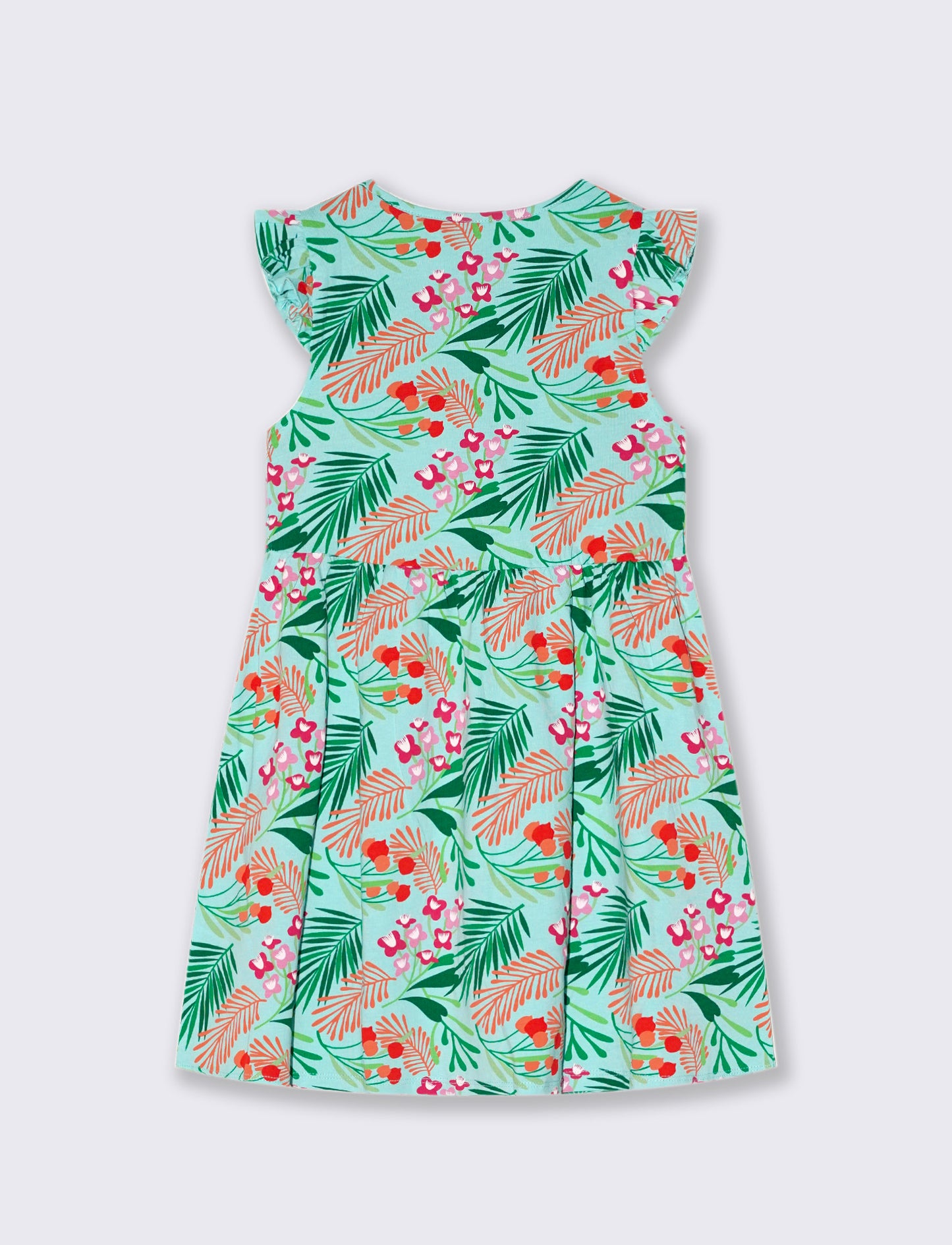 Girl's all-over print jersey dress - Green
