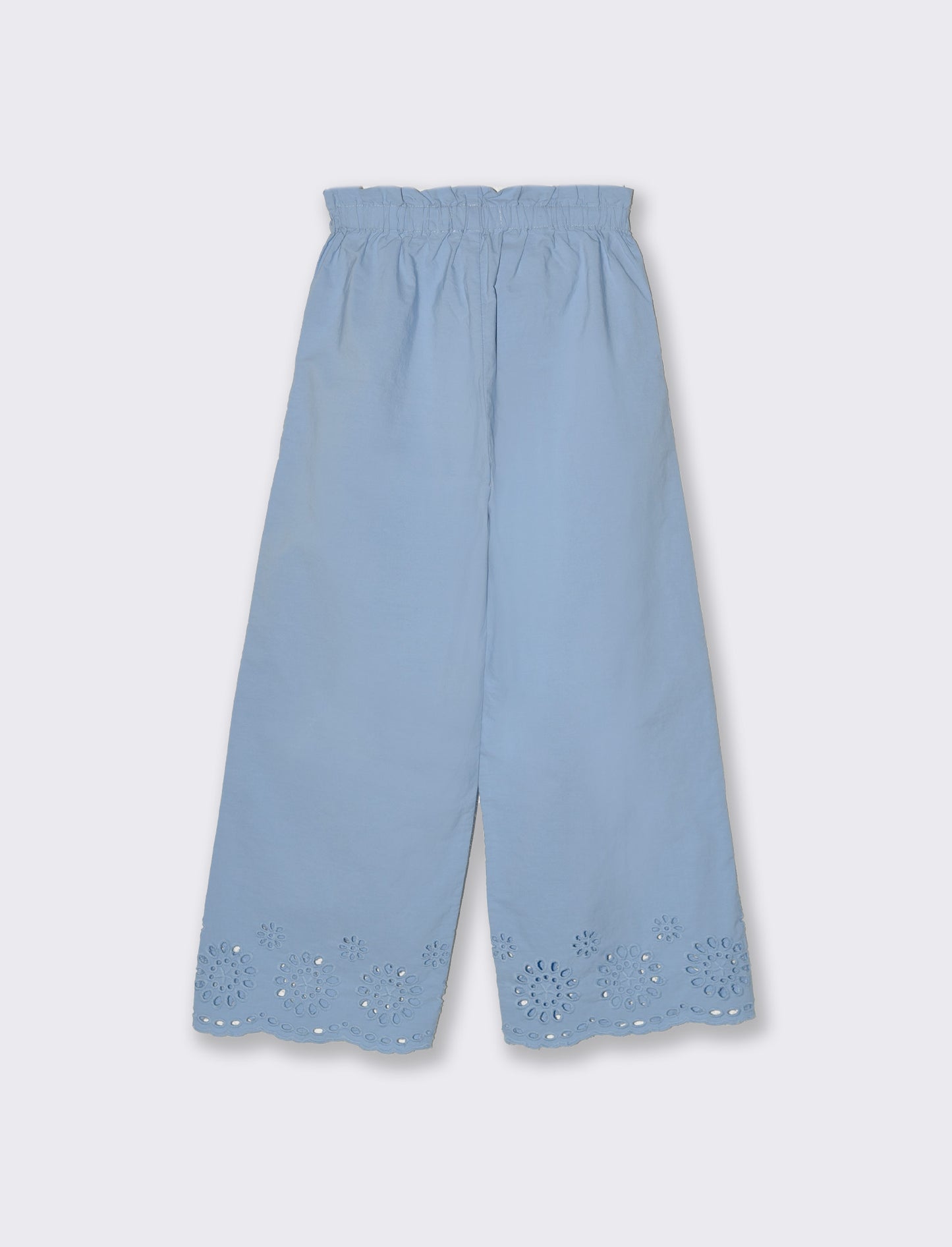 Pantaloni cropped con ricamo da bambina - Azzurro