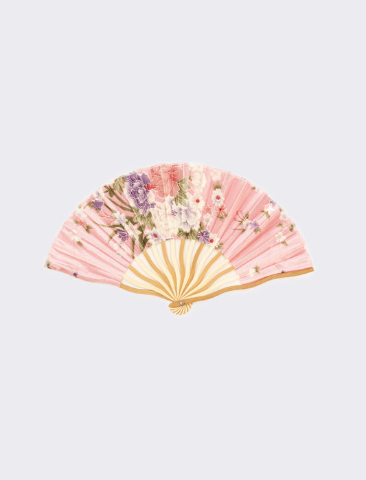 Ventaglio donna in legno e poliestere da pochette - Rosa